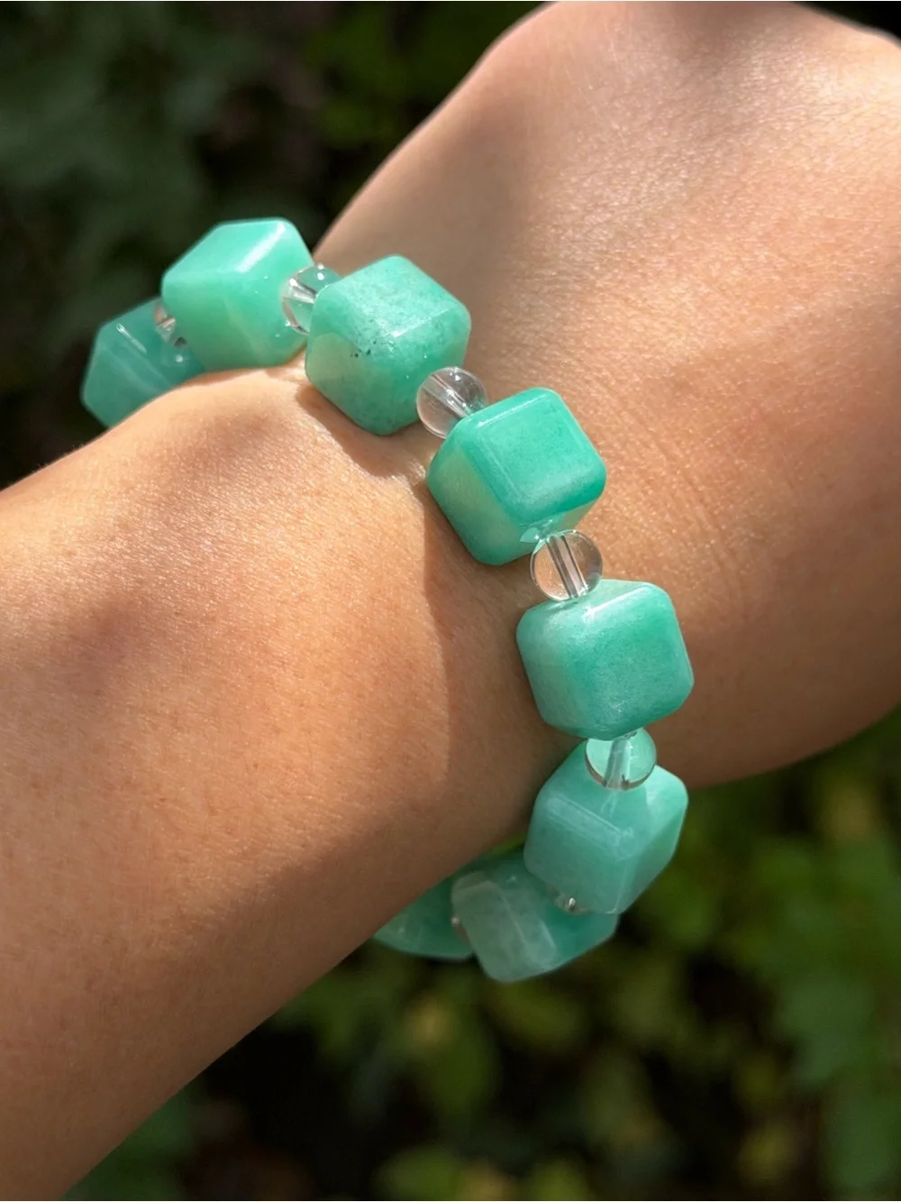 12mm strechable cubic amazonite bracelet 1751